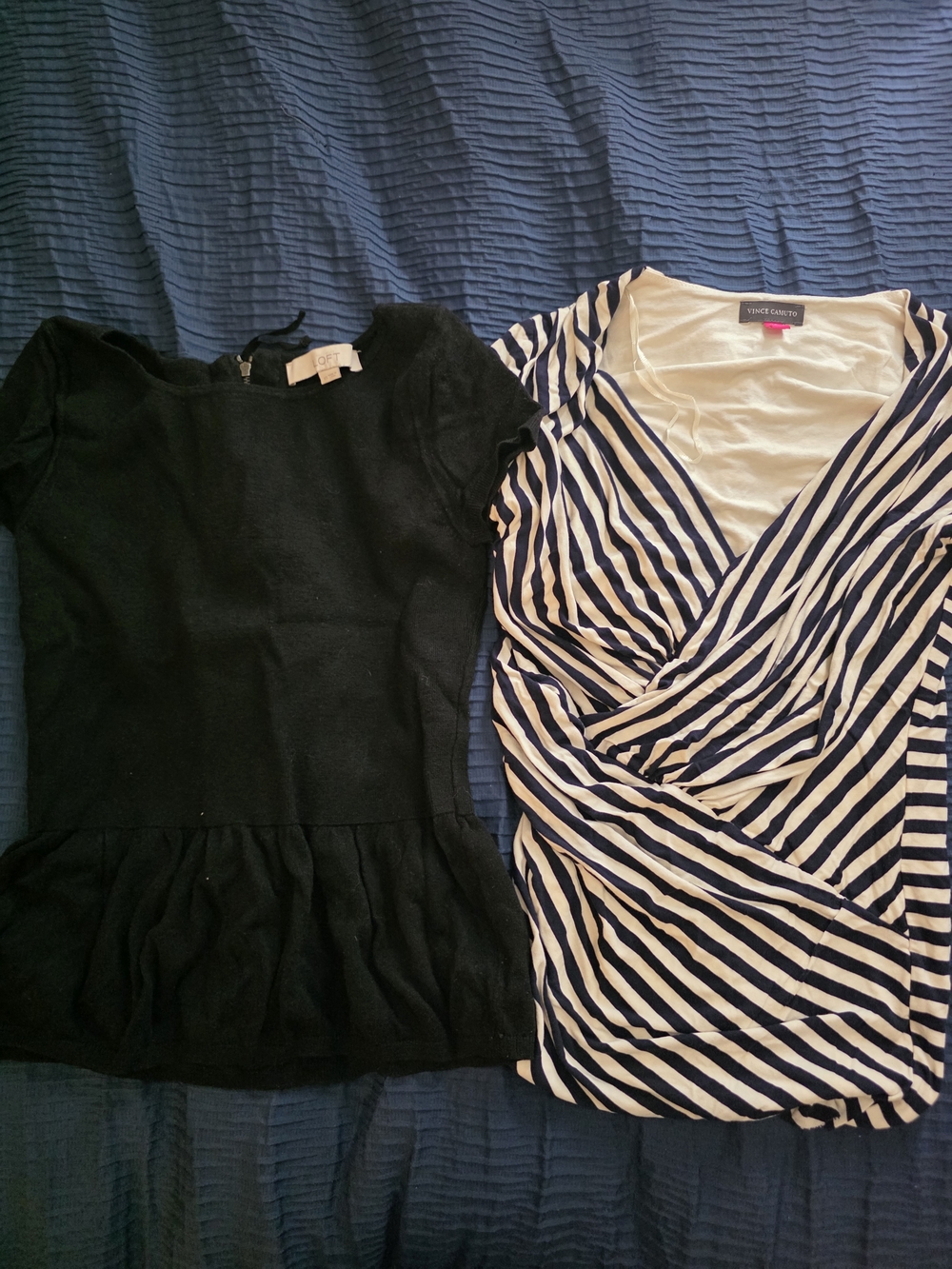 Loft Black Top & Vince Camuto Striped Top